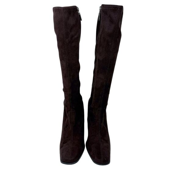 Vintage Y2K Candie’s Brown Faux Suede Knee High Boots Women's Size 10 Side Zip - Picture 2 of 10